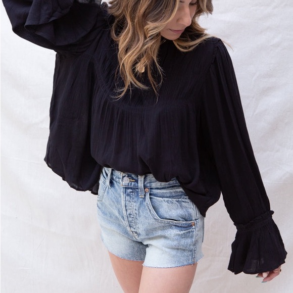 Free People - Kelsey Womens Sheer Bell Sleeve Peasant Top Size Small - Picture 4 of 7